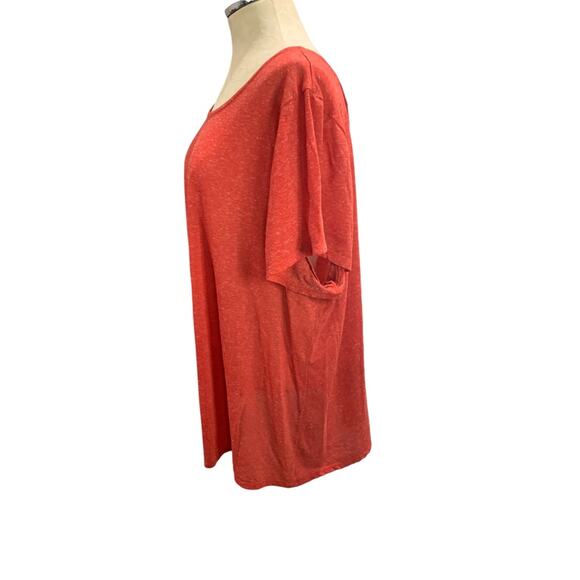 22/24 Cacique Womens Sleep Loungewear Tshirt Top Linen Blend Light Red - Picture 4 of 8